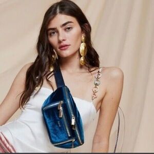 Free People Blue Velvet Crossbody Bag